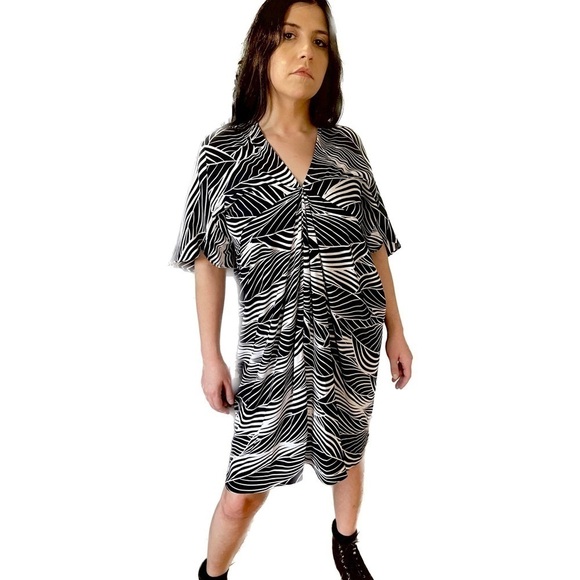 🆕 Worthington - Black and white leaf print dress NWT Medium - Picture 5 of 7
